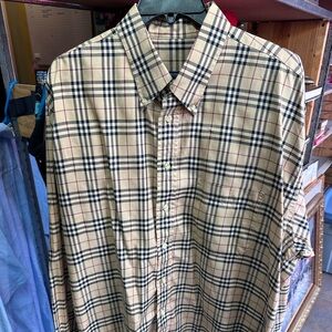 Burberry Mens Check Pattern XL Button Up Long Sleeve Shirt
